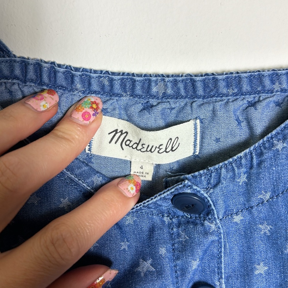 Madewell Denim Tie-Strap Button Front Sundress in Star‎ Jaquard - Picture 4 of 7